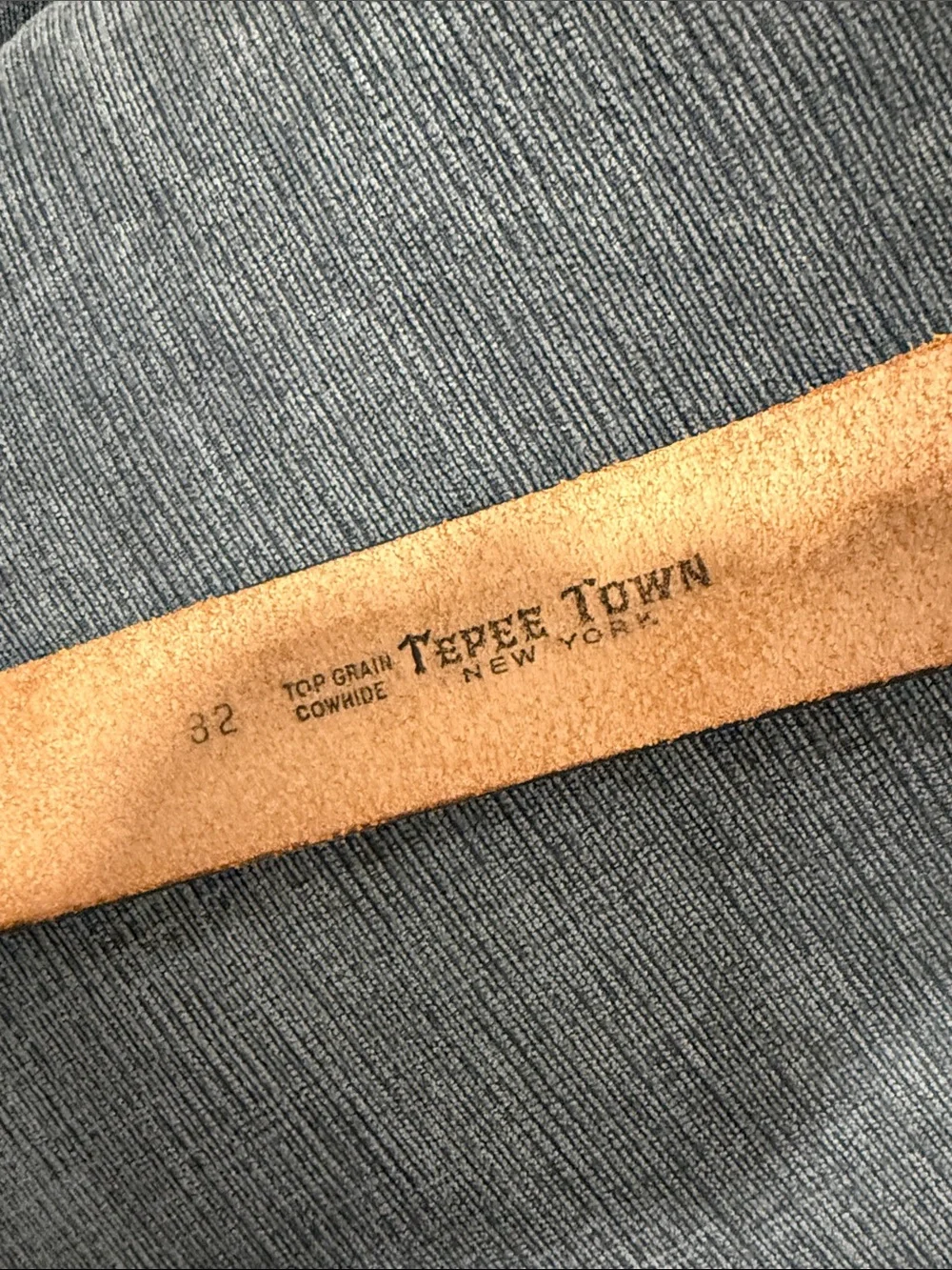 Tepee Town Brown Leather Belt Made in New York Size 32 S